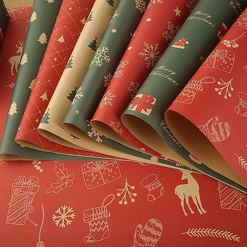 7-teilige wendbare Weihnachts-Geschenkpapierrolle – Mini-Rolle – 19,68 x 29 Zoll – Weihnachts-Geschenkpapier für die Weihnachtsfeier Image