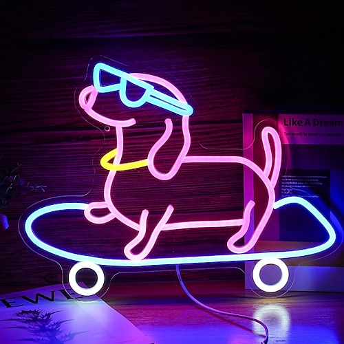LED-Leucht-Neon-Dekorationswandleuchten, Dackel, Stierkämpfer, Katzen, süße und farbenfrohe Ornamente in Tierform, Leuchtschilder, USB-Stromversorgung Image