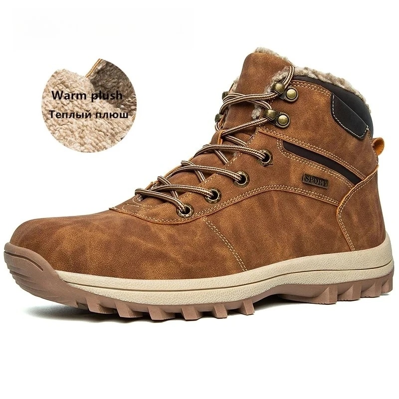 Wasserdichte Winterstiefel für Herren, superwarme Plüsch-Schneestiefel, Sportschuhe für Herren, große Stiefeletten für Herren, Outdoor-Schuhe