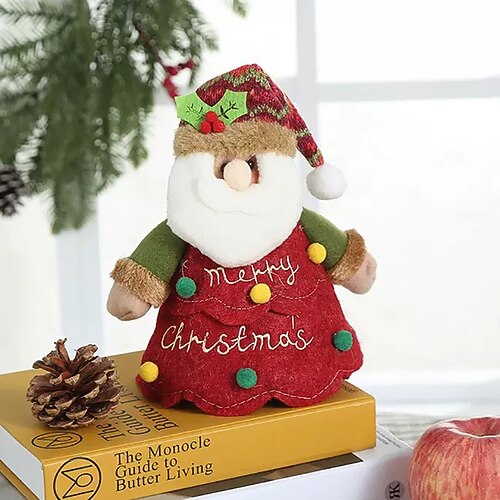 1 pz sacchetti regalo di Natale in lino con cerniera - riutilizzabili 2026 nuovo Natale Eva Babbo Natale pupazzo di neve fiocco di neve cervo sacchetti di caramelle a forma di mela contenitori