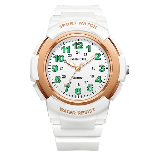 SANDA Damen Herren Kinder Quarzuhr Großes Ziffernblatt Sport Mode Armbanduhr leuchtend Wasserdicht Silikon Beobachten Image