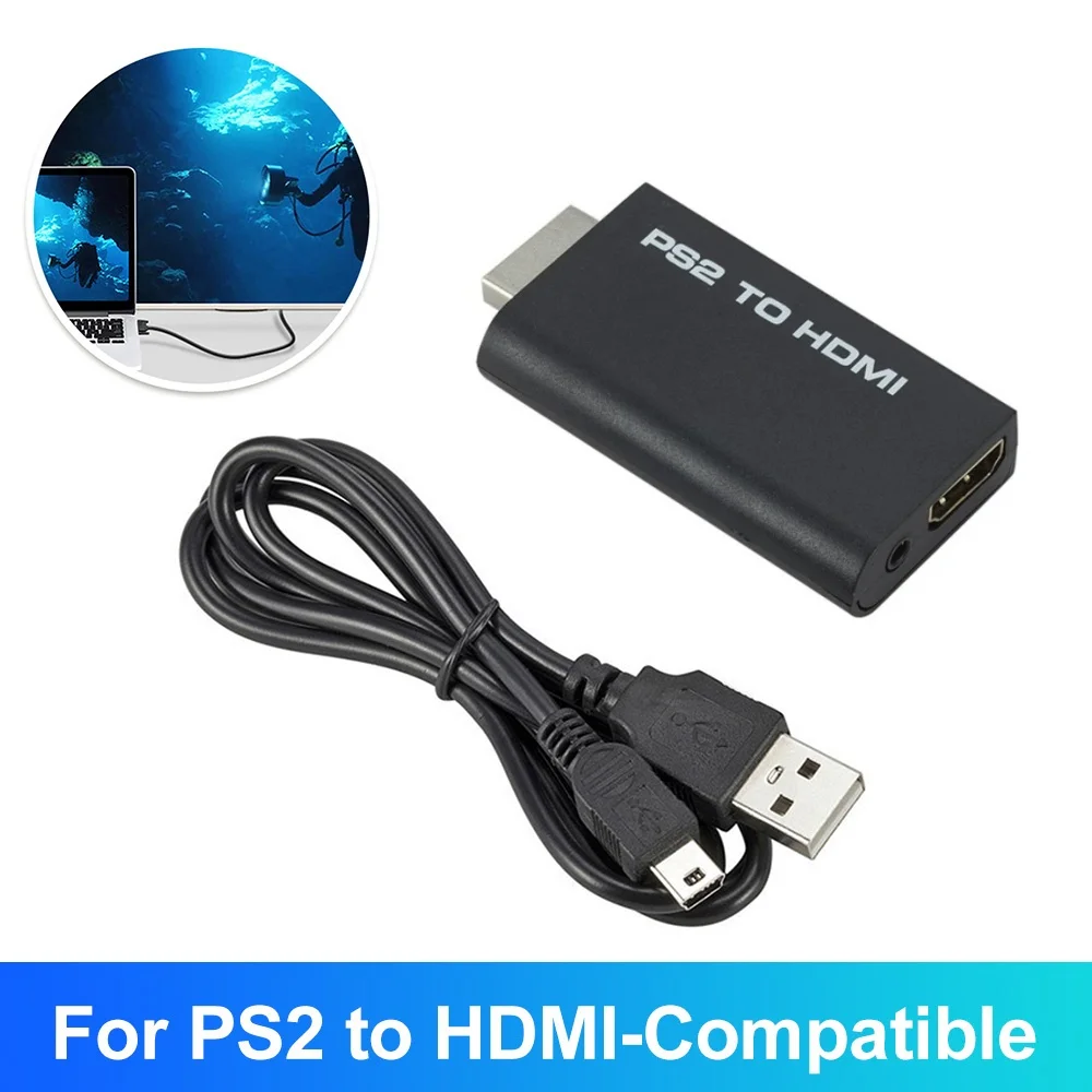 HDMI-kompatibel Zu PS2 Konverter Adapter Audio und Video mit 3,5mm Audio Kabel Unterstützt PC Alle Ps2 480i 480p 576i Anzeigemodi Image