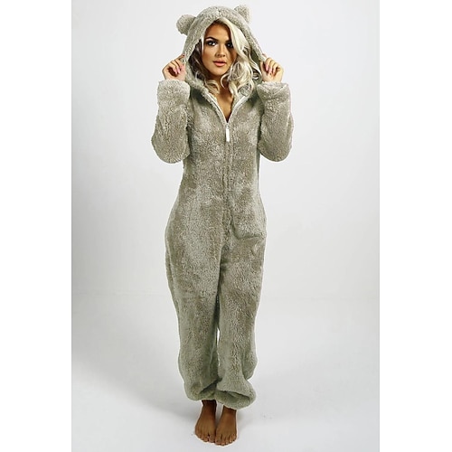 Fleece-Einteiler, tragbare Decke, Damen-Overall, warmer Strampler, Nachtwäsche, einteiliger Playsuit, Loungewear Image