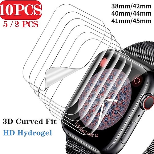 [2 pacchi] Confezione da 10 [Confezione da 5] Guarda Proteggi Schermo Compatibile con Apple Watch Ultra 49mm Serie 8 7 41mm 45mm Serie 6 5 4 SE 40mm 44mm Serie 3 2 1 38mm 42mm Copertura massima