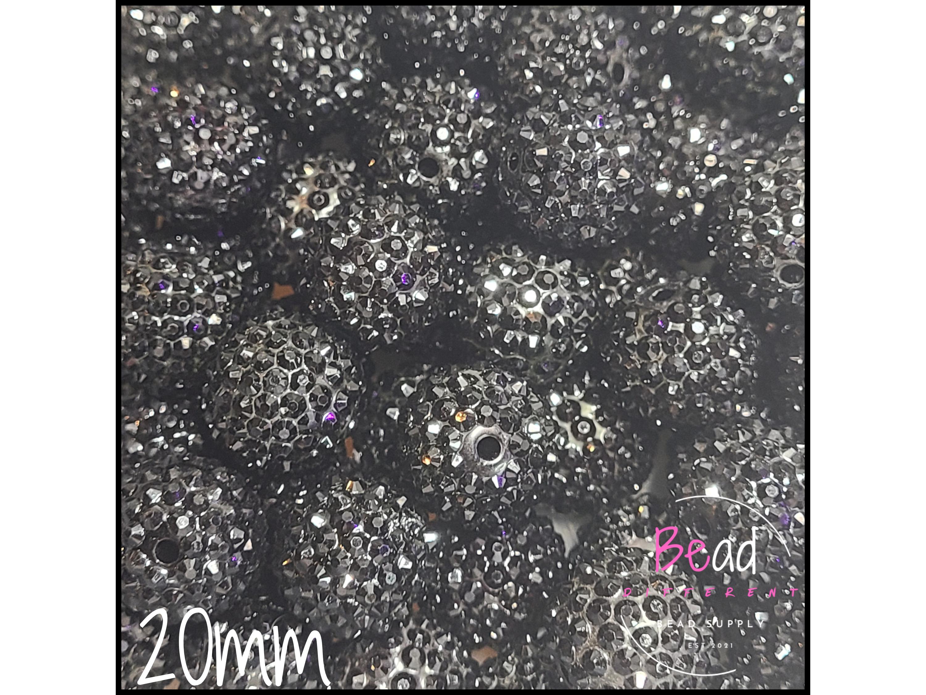 Perline da 20 mm, Perline di strass neri, Perline distanziatrici, Perline bubblegum, Perline in resina, Forniture per perline, Perline grosse, Perline