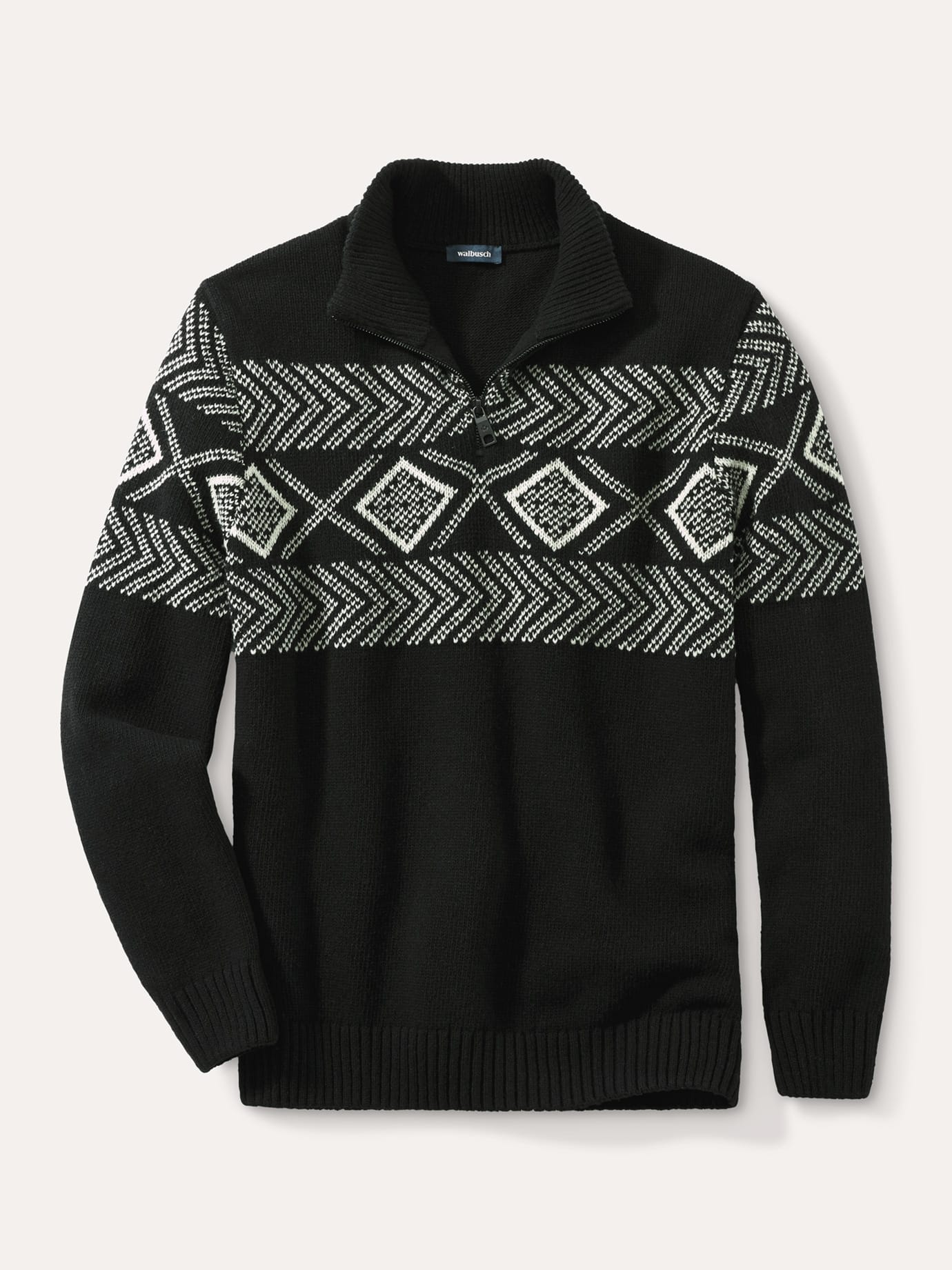 Walbusch Herren Norweger-Schuh Troyer Schwarz gemustert