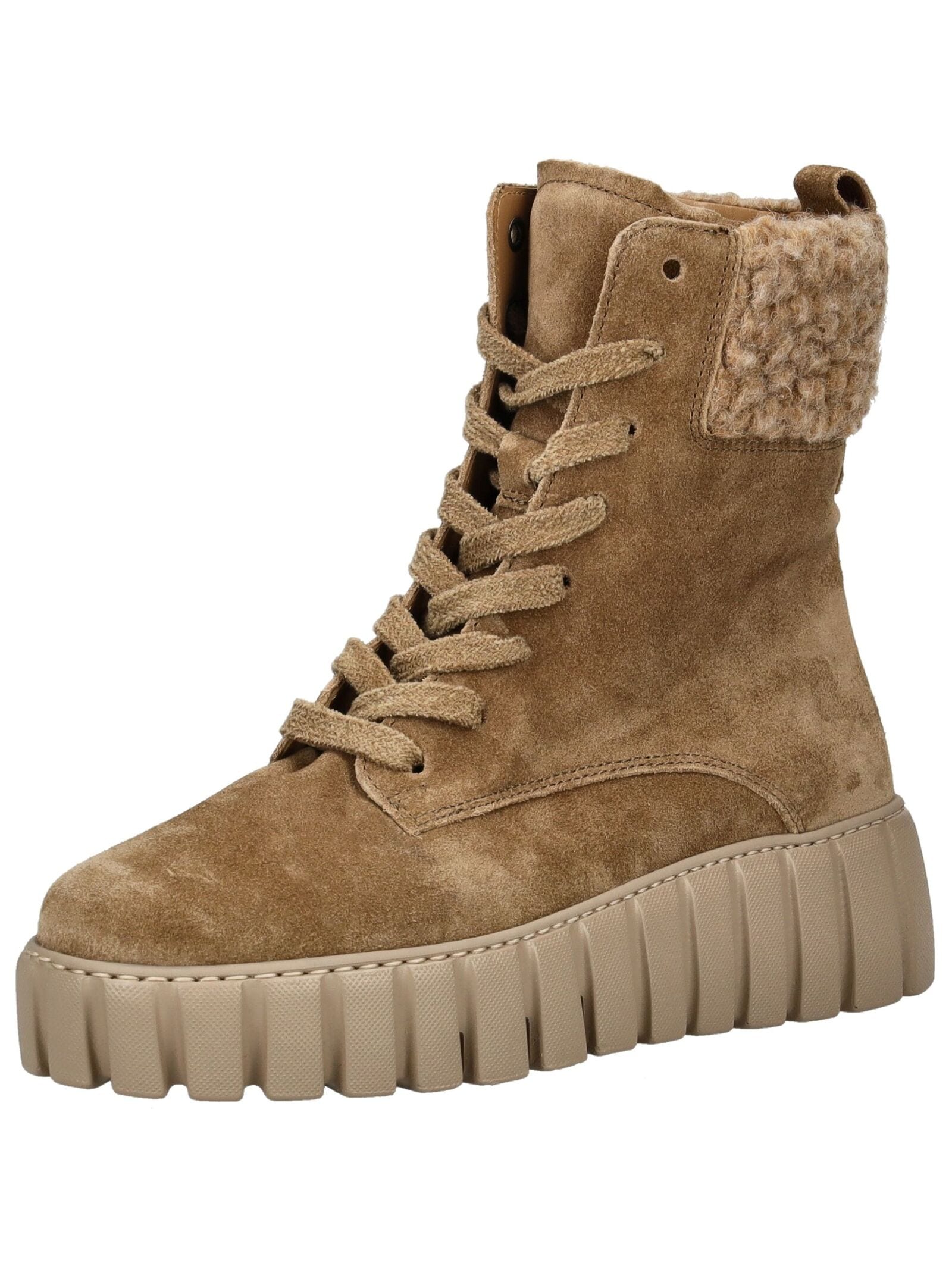 Schnürstiefelette GABOR COMFORT "Gabor Comfort Stiefelette Veloursleder", Damen, Gr. 43, braun (camel), Veloursleder, Schuhe Schnürstiefelette