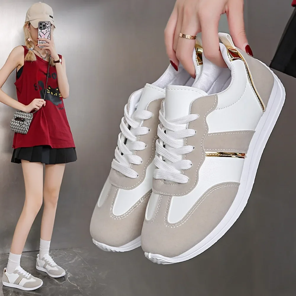 Damen-Turnschuhe mit rundem Kopf und Farbblockierung, Freizeitschuhe für Damen, Frühling/Herbst, bequeme Laufschuhe, vulkanisierte Schuhe, Größe 35–43