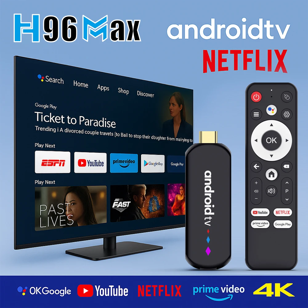H96 MAX NEU Amlogic S905L3 STICK Android14 TV Box 4K Videoaufzeichnung 2,4G/5G WiFi BT4.0+ Google Voice Assistant Home Set Top Box Image