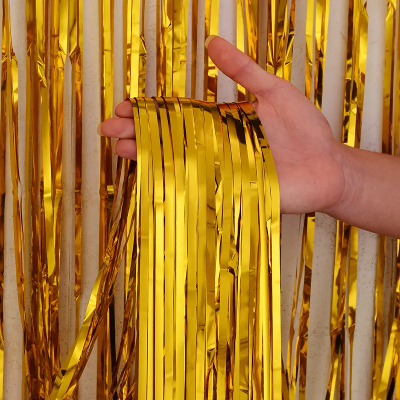 1m * 2m Party Regen Vorhang Baby Dusche Geburtstag Hochzeit Junggesellenabschied Dekoration Abschluss Neujahr Jahrestag Hintergrund Vorhang Image