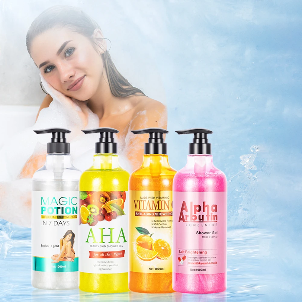 Vitamine C arbutine AHA Gel douche blanchi nettoyage en profondeur éclaircir la peau gommage lavage du corps exfoliant soin du corps parfum soin de la peau