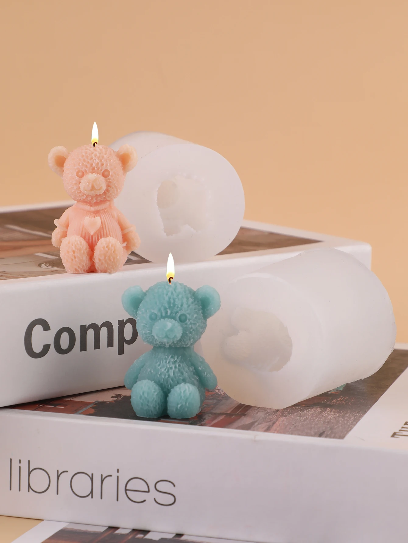 Niedlicher Bär Silikon Kerzenform Herz Teddybär Duftkerze Gips Diffusor Stein Ornament Form Image