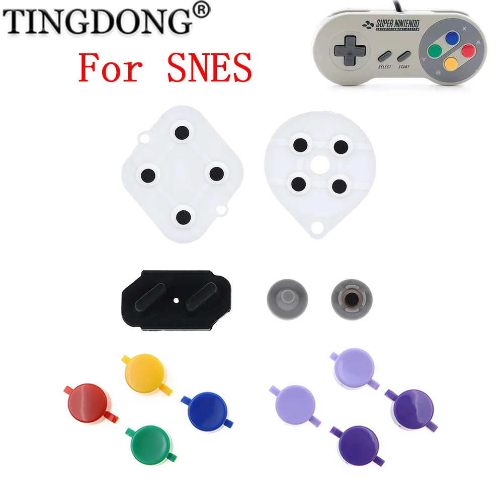 1Set Für SNES ABXY Tasten Leitfähigen Gummi Pad Set Für Super Famicom Controller A B X Y Kunststoff Schlüssel Kit Image