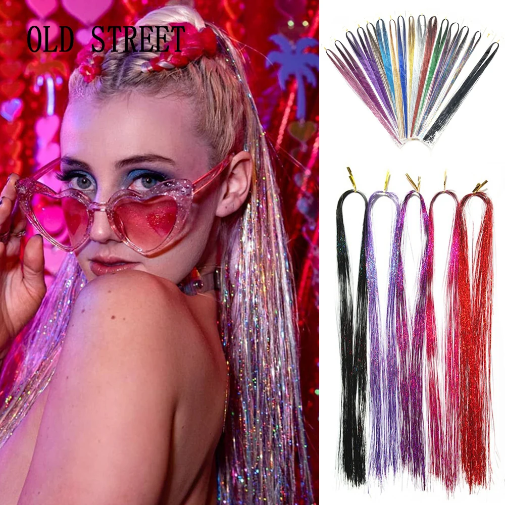 Sparkle Synthetic Hair Extensions Hochtemperaturfaser Bling Damen Flechten Kopfschmuck Glitzer Lametta Haarschmuck Image