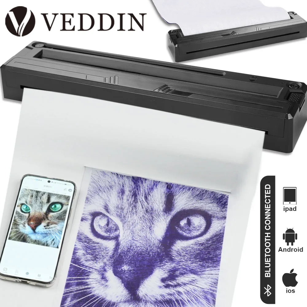 Professionelle Drahtlose Drucker Tattoo Transfer Maschine Thermische Vorlage Transfer Bluetooth Mini Tragbare Tattoo Schablone Drucker Image