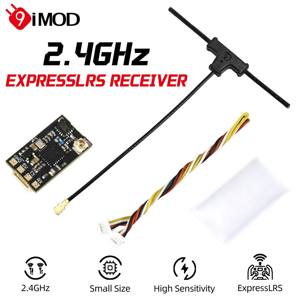 9IMOD 2,4 GHz Empfänger ELRS Empfänger 2,4 GHz T-Antennenempfänger Modul mit geringer Latenz Nano-Empfänger für FPV-Rennen und große Reichweite FPV Image