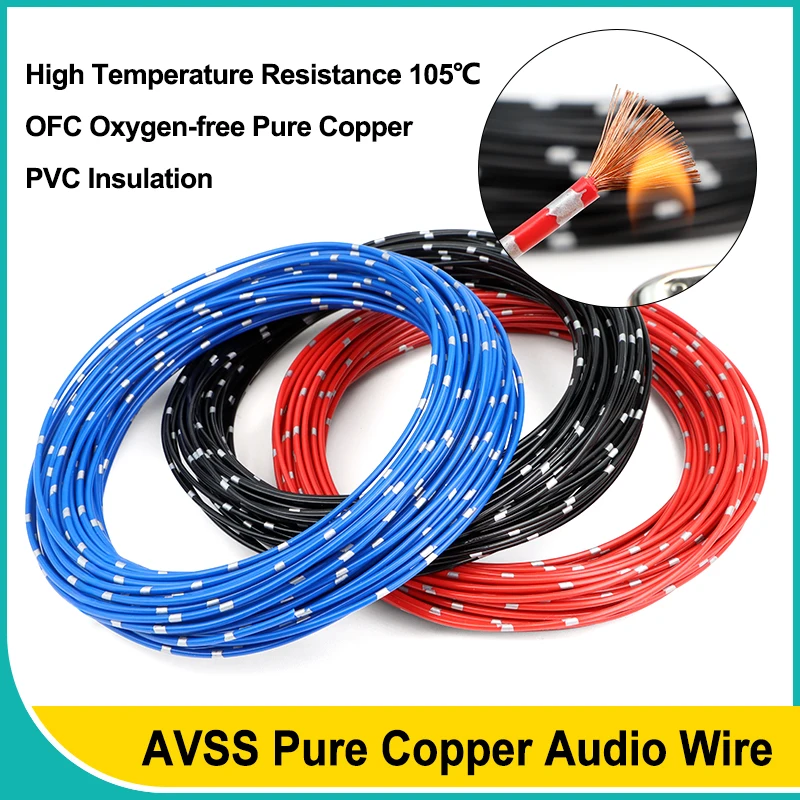 5/10/20/50/100M AVSS Auto Lautsprecher Audio Reinem Kupfer Draht Sq 0,3mm ~ 2,5mm PVC Isolierte Kabel DIY Automotive Netzkabel Draht Linie Image