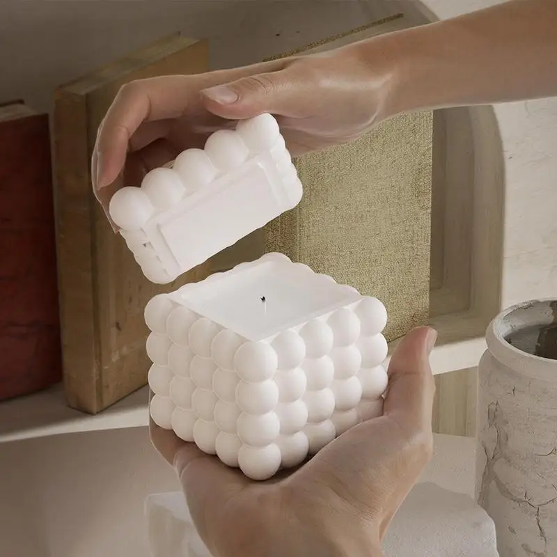 Silikon Kerzen formen 3d Blase Würfel Form quadratische Gips Aufbewahrung sbox wieder verwendbare Form für Gips Epoxidharz Handwerk Wohnkultur Image