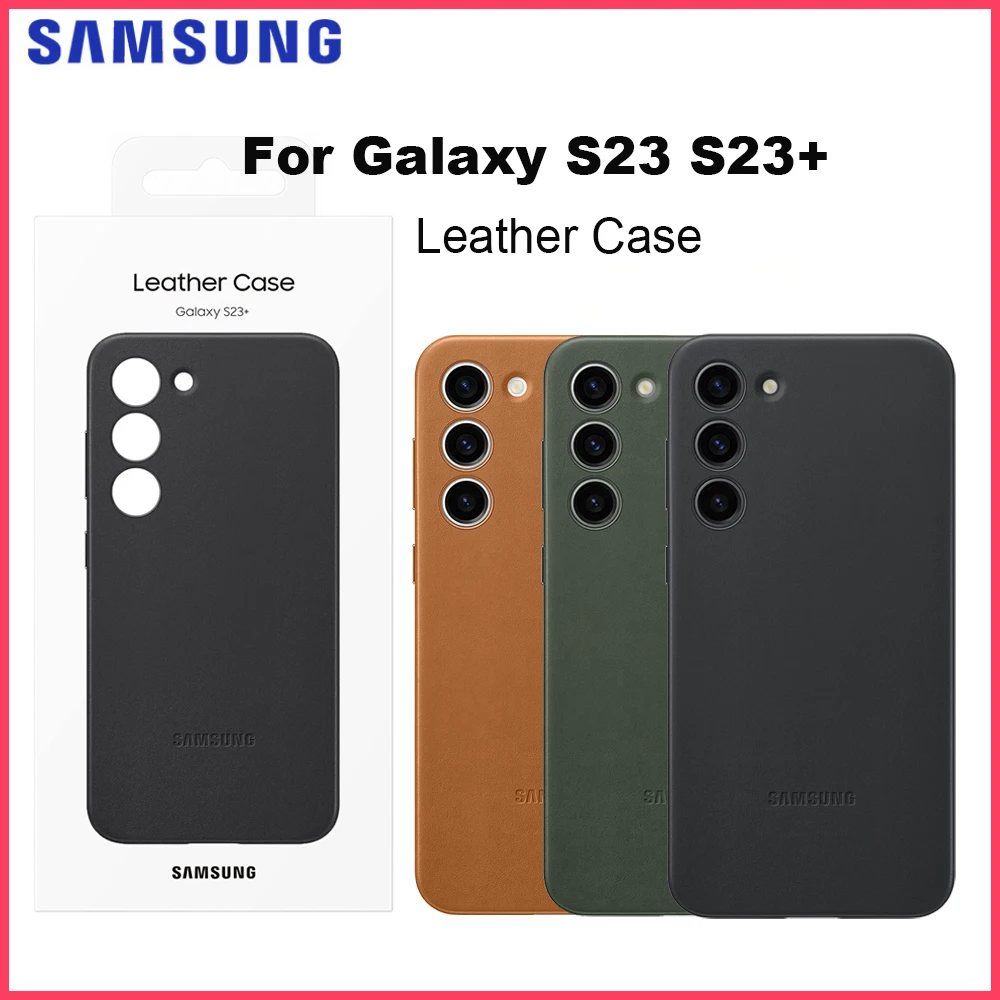 Étui en cuir véritable pour smartphone Samsung Galaxy S23 + S23 Plus, coque fine d'origine pour téléphone portable