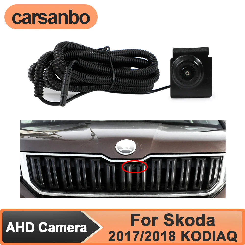 Carsanbo AHD 1080P Auto-Frontkamera für Skoda 2017/2018 KODIAQ Night Vision 150 ° Fisheye Fahrzeug-Frontkamera, wasserdicht Image