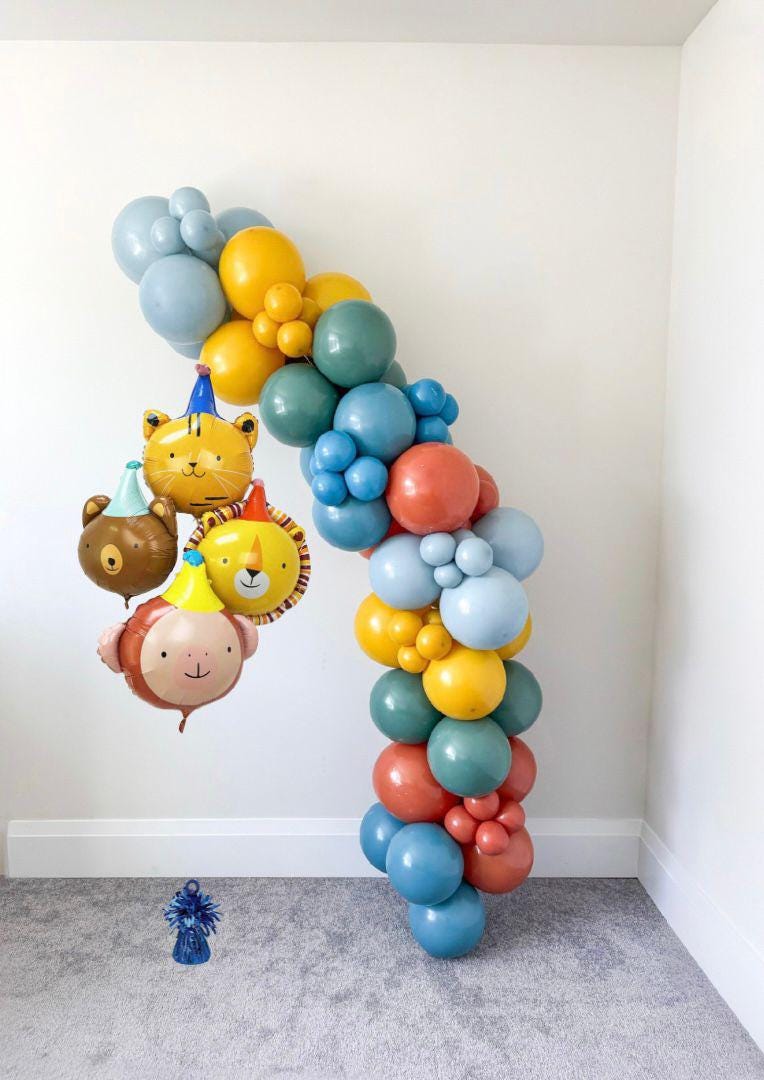 Ghirlanda di palloncini a tema animali per feste, safari, giungla, arco, selvaggio, uno, neutro, baby shower, due, selvaggio, compleanno, scimmia, tig