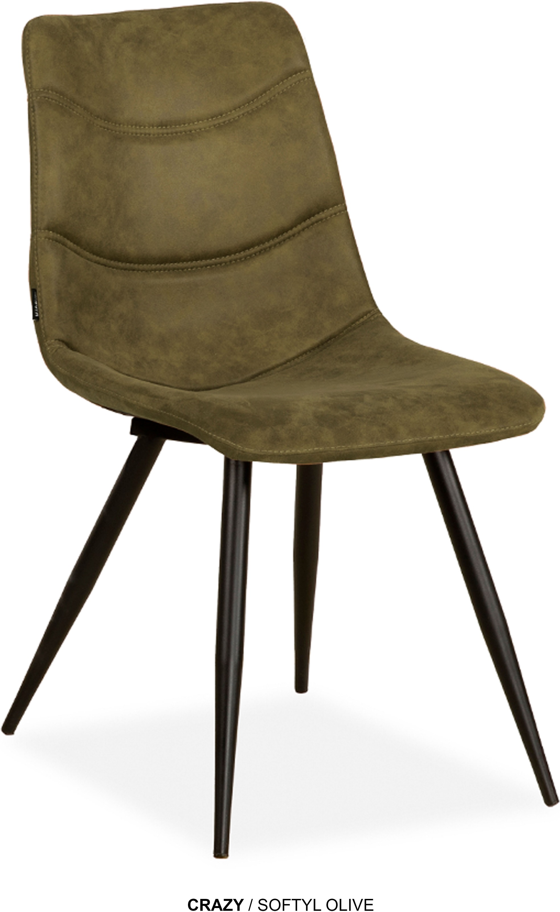 Esszimmerstuhl OMG DESIGN "Crazy", olive, schwarz, B:46cm H:87cm T:65cm, Polyester, Stühle, Esszimmerstuhl, Esszimmerstuhl, pflegeleichter Bezug, mit Handgriff