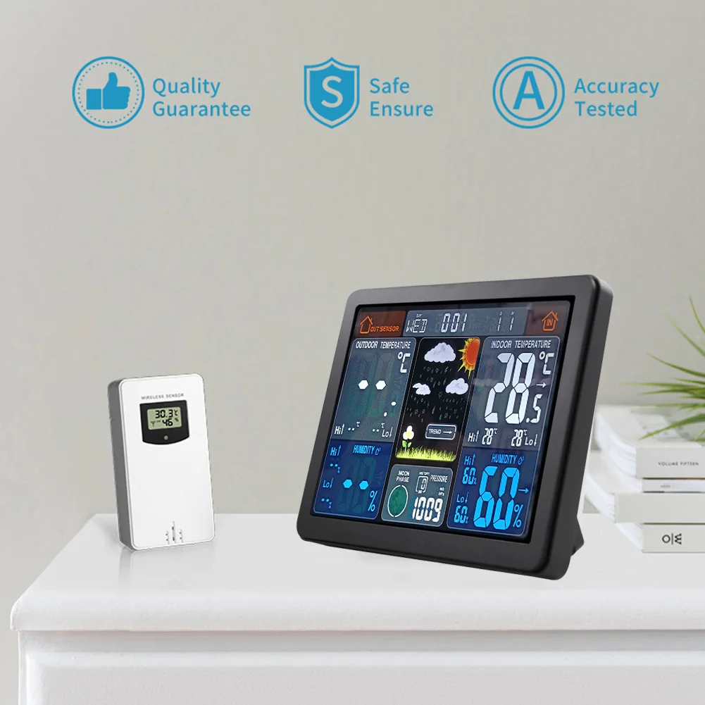 Station météo réveil multifonction sans fil Station météo thermomètre sans fil température/humidité pour la décoration intérieure