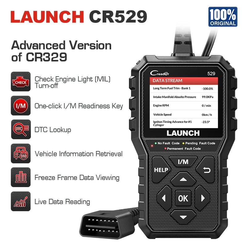 LAUNCH Creader 529 lecteur de Code Scanner OBD2 CR529 outil de Diagnostic automobile lecteur de Code OBDII lecture de Code de défaut outil de numérisation OBD2