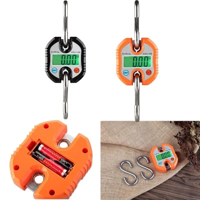 150 kg C100 Kranwaage Elektronische Edelstahl Hängehakenwaage Gepäck Miniwaage LCD Digital Loop Gewichtsbalance Image