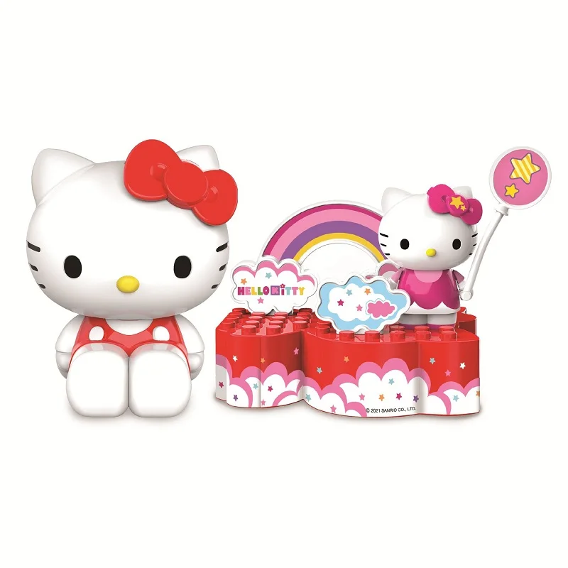 Echte Hello Kitty Carrier Happy Sanrio Anime Figur Hello Kitty Spielplatz Szene Riesenrad Regenbogen Ende Mädchen Spielzeug Geschenke