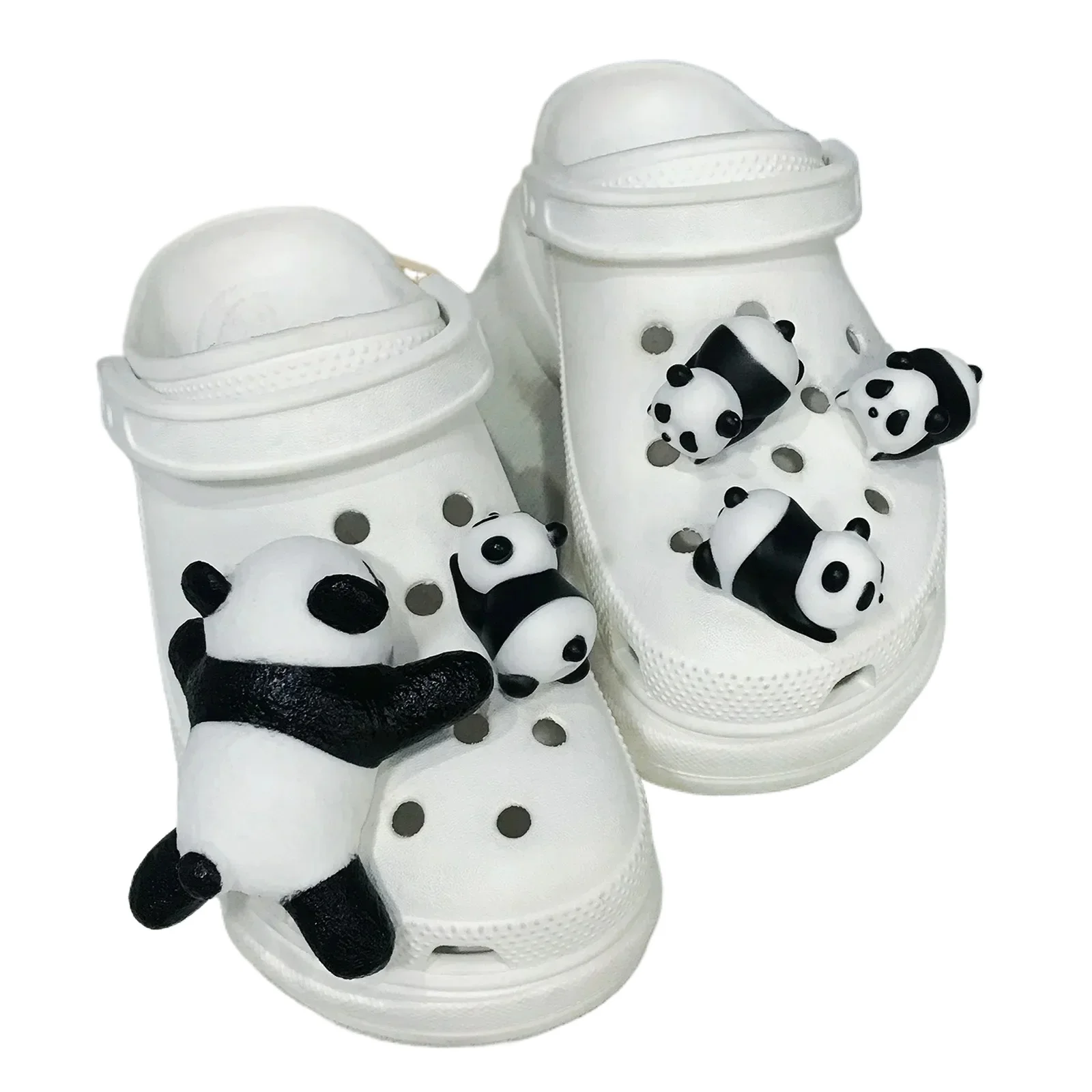 1Pcs Nette Panda Baby Schuh Charms schöne Cartoon Stereoskopischen Sandalen Schuh Dekoration Kinder DIY Slipper Loch Schuhe Zubehör