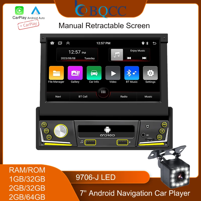 Bqcc 9706-j 7 "android navigation player usb bt wifi fm gps drahtlos android multimedia radio auto/carplay mirror link auto stereo Image