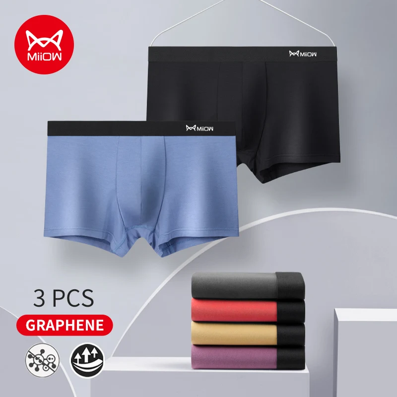 Miiow 3 stücke 40s modale Männer Unterwäsche atmungsaktive Graphen anti bakterielle Männer Höschen Boxershorts männliche nahtlose Unterhosen Boxer Image