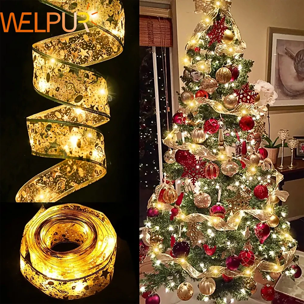 Weihnachts baum Band Lichterketten batterie betriebene Band Schleifen Lichter für Geschenk verpackung Innen Weihnachts dekoration Lichter