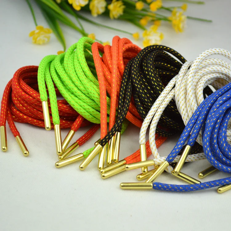 1 Paar runde Schnürsenkel, präzise Weberei, Sport-Schnürsenkel, Metall-Spitzenkopf, verschleißfest und rutschfest, Schuhzubehör für Männer und Frauen Image