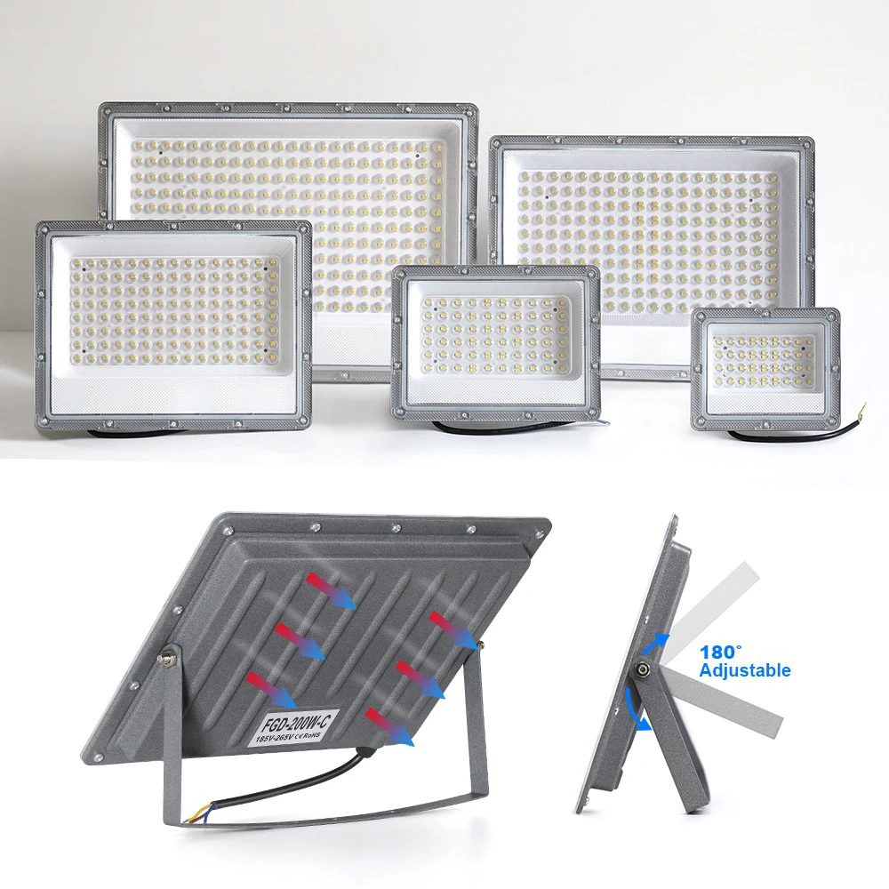LED-Flutlicht für den Außenbereich, großflächige Beleuchtung, LED-Strahler, Arbeitslicht, AC 220 V, 240 V, Garten-LED-Lampe, kaltweißes Flutlicht, IP66 Wat