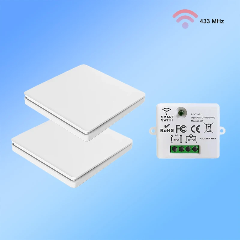 RF Wireless Smart Lichtschalter ohne Neutral 433 MHz Relais Empfänger AC 220 V 110 V Mini Modul Fernbedienung Image