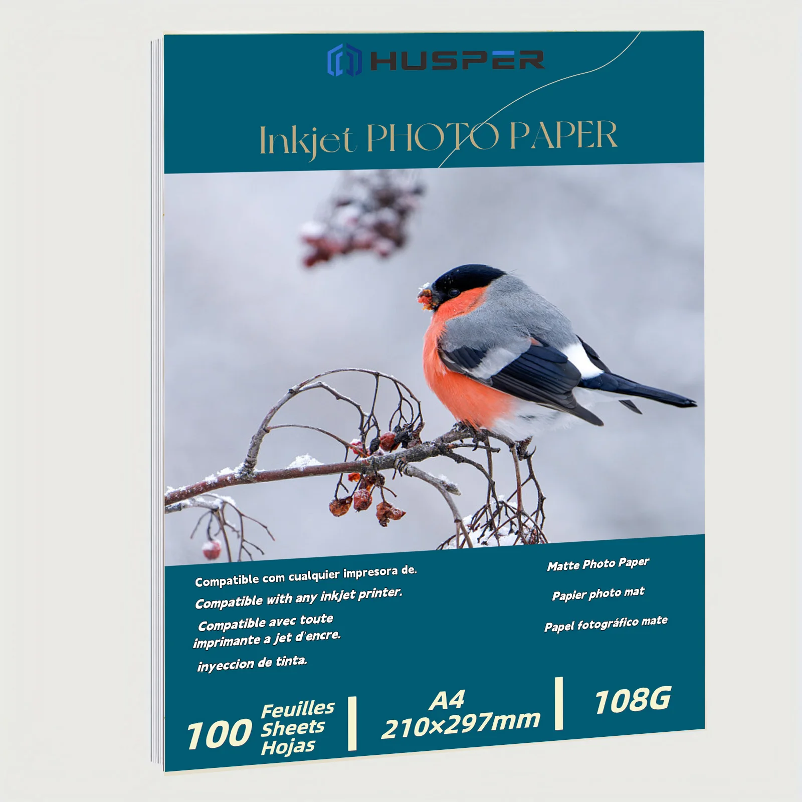 HUSPER A4-Format 108 g mattes 100-Blatt-Fotopapier für Tintenstrahldrucker Image