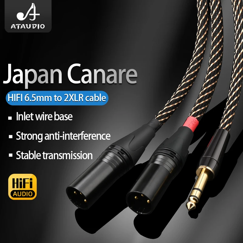 Hifi TRS 6,5mm zu Dual XLR Audio Kabel Hohe Qualität 6N OFC 6,5mm zu 2XLR Kabel Y Splitter geschirmt Kabel Für Lautsprecher Mischer Image