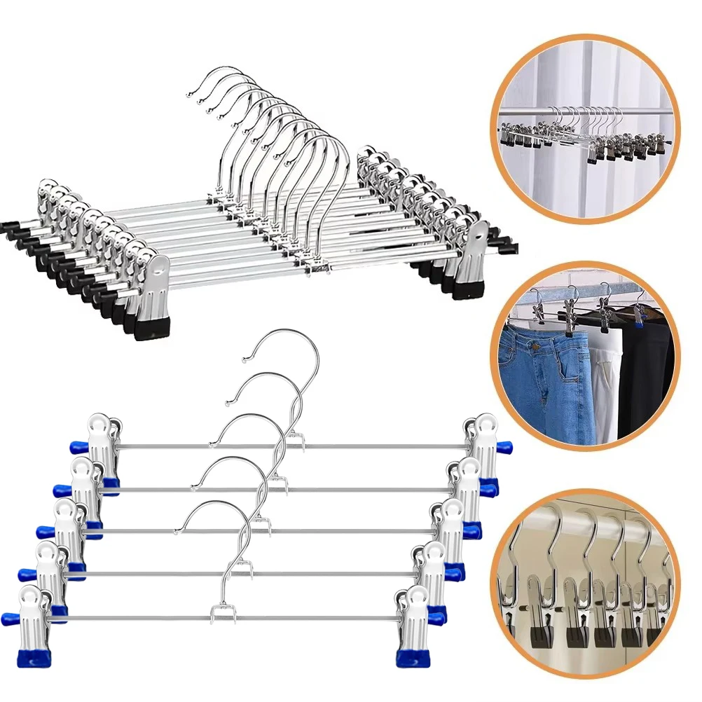 5/10 stücke Metall Hosen Racks Schwarz/Blau Wind Proof Mehrzweck Rock Racks Kleidung Trocknen Hosen Kleiderschrank Clip anti-slip TMZ