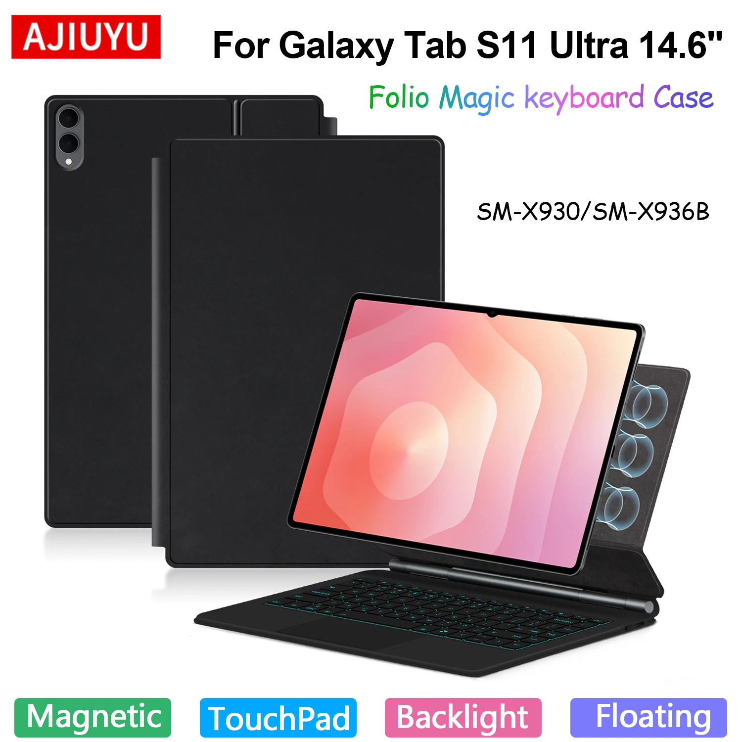 Magische Tastaturhülle für Samsung Galaxy Tab S11 Ultra 14,6 Zoll Hülle SM-X930 SM-X936B Smart Cover Multi-Touch TouchPad Hintergrundbeleuchtung Image