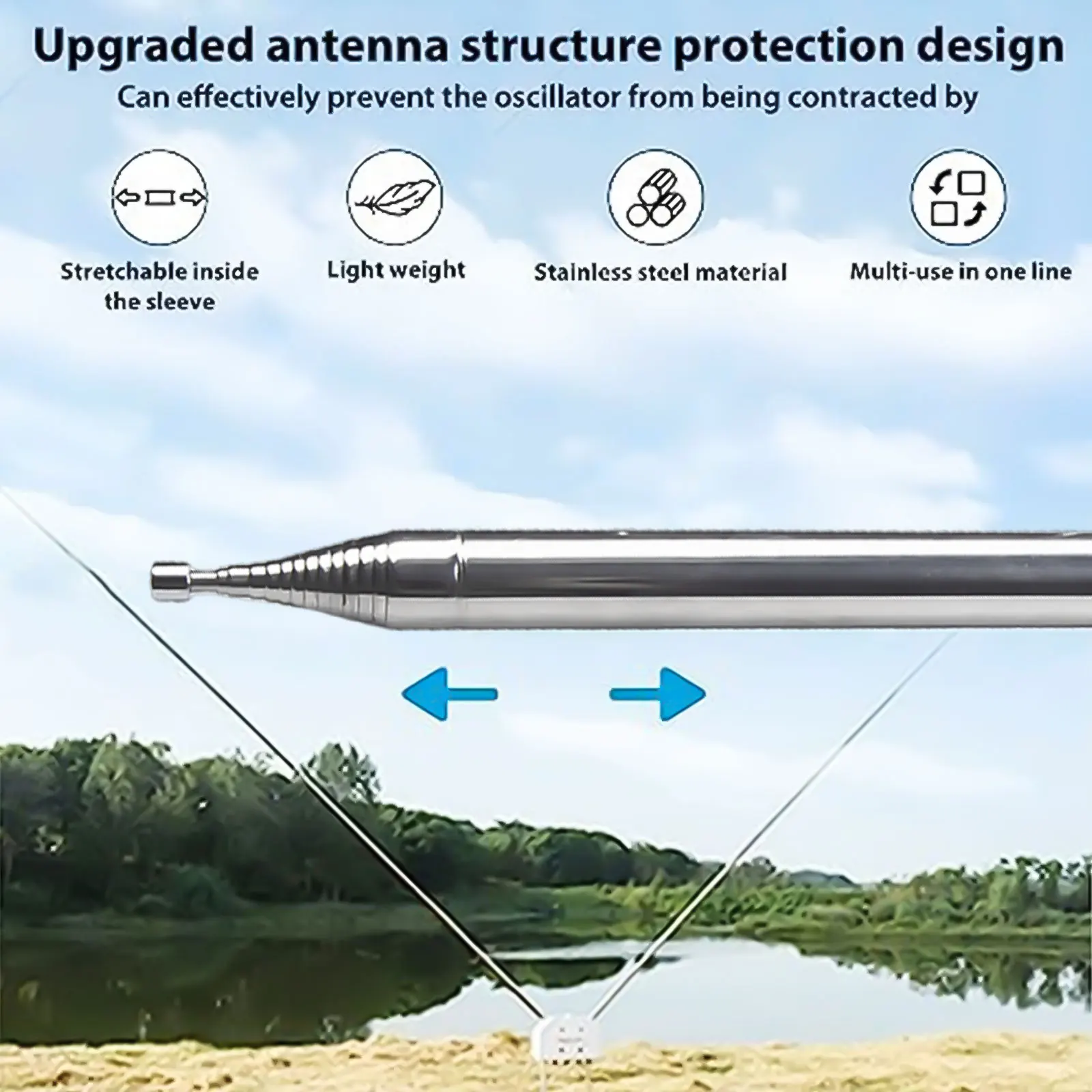 5,6 m/18,4 ft Edelstahl Teleskop Antenne Für Amateur Radio Kurzwelle Hochfrequenz Teleskop Antenne Für Yagi Antenne Image