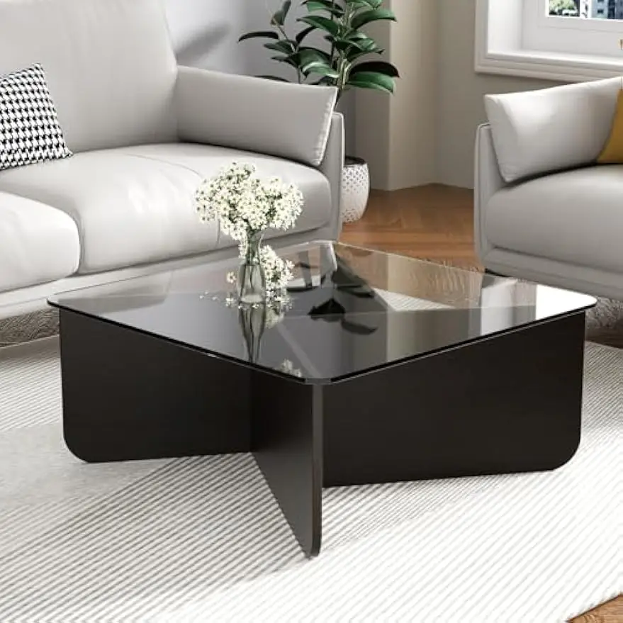 Couchtisch aus Glas, 5 mm gehärtete Glasplatte, moderner Couchtisch, Beistelltisch, Wohnzimmertisch, Sofa, Couchtisch, Mass