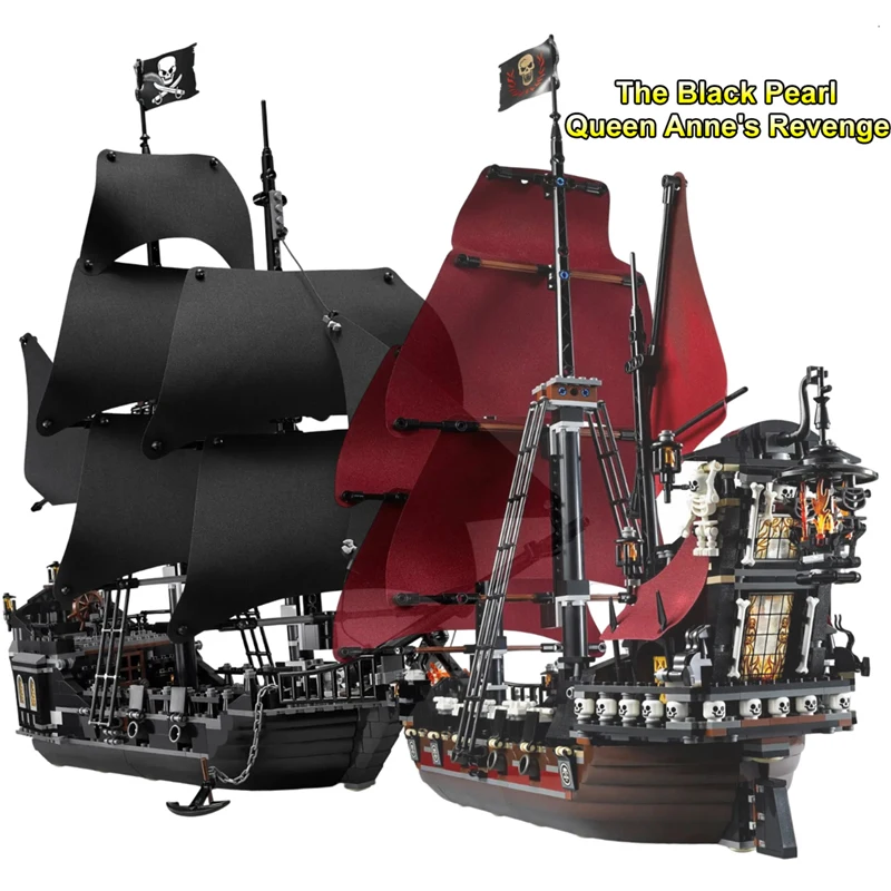 Fluch der Karibik Black Pearl Queen Anne Revenge Geisterschiff Modell 79008 4184 Bausteine 4195 Set Ziegel Spielzeug Kind Geschenk Image