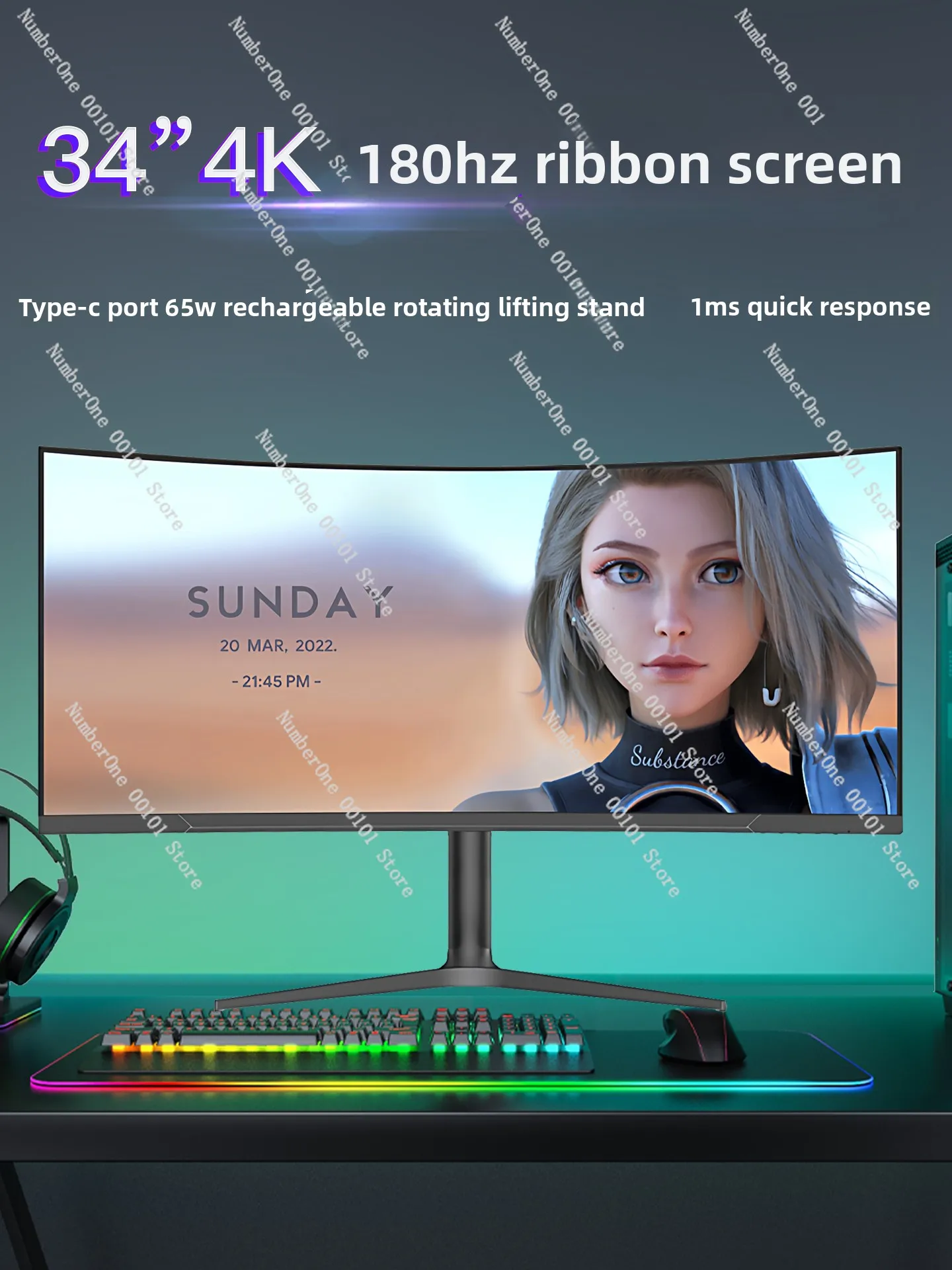 34 Zoll 4K 144 Hz gebogener Gaming-Monitor 32 Zoll Display 38 Zoll Desktop 49 Zoll 5K Image