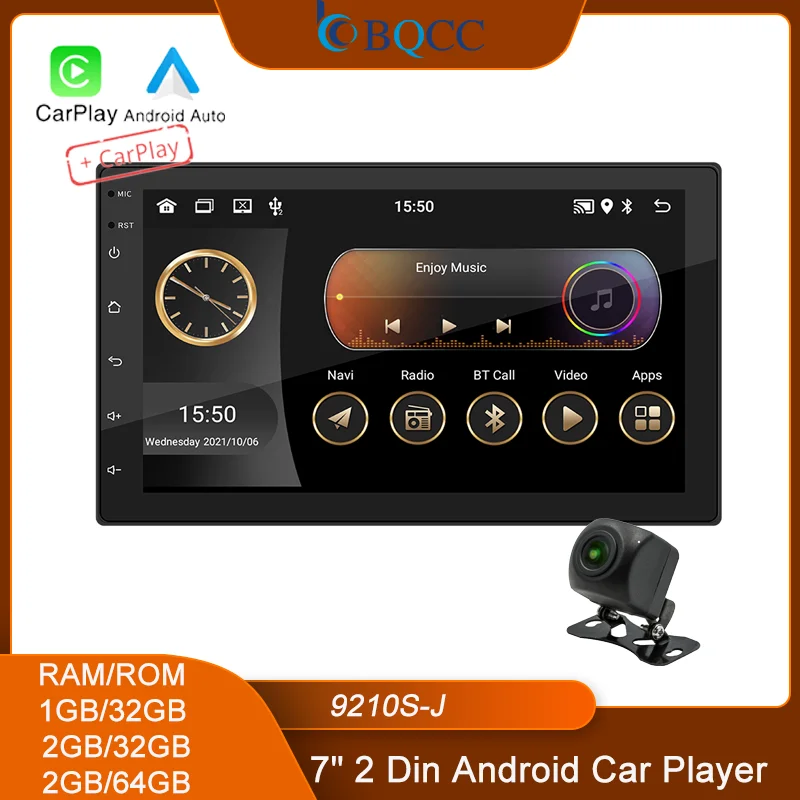 Bqcc 2 din 7 "Android Autoradio Mirror link WLAN GPS BT FM USB Auto Stereo Wireless Android Auto Carplay Navigation Fahrzeug Player Image