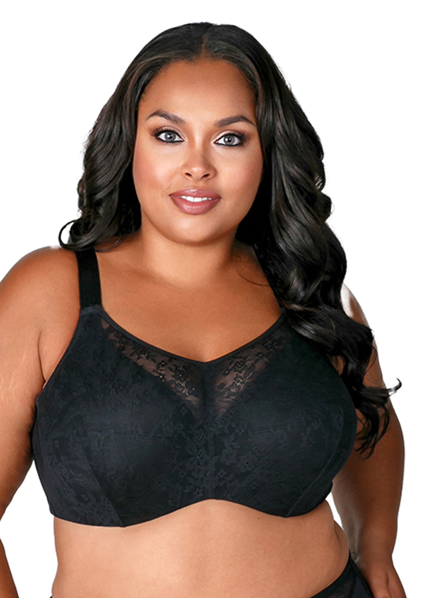 Plus Size Women's Curvy Chic Lace Cami Underwire Bra 2101 by Elila in Black (Size 38 DD/E)