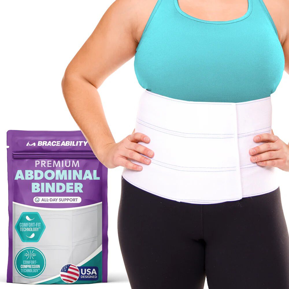Men's Big & Tall Bariatric Surgery Abdominal Binder 12 Inch by BraceAbility in White (Size 2XL)