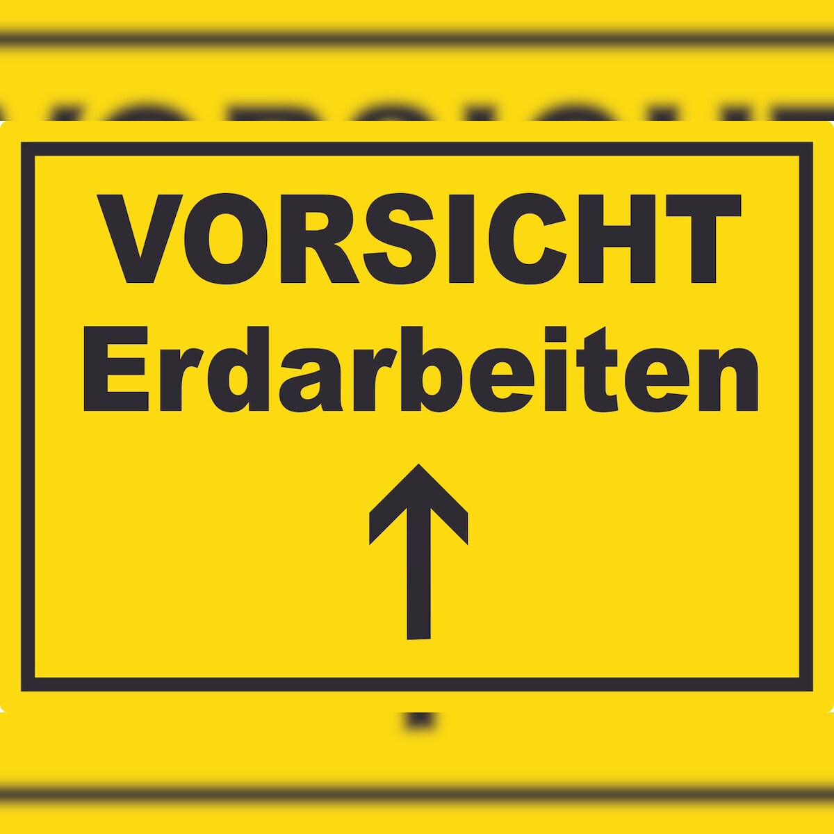 HB-Druck Vorsicht Erdarbeiten mit Richtungspfeil oben Aufkleber A9 (37x52mm) Image