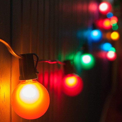 luci della stringa del patio del globo G40 all'aperto 7,62 m/25 piedi con 25 lampadine G40 multicolori trasparenti appese luci della stringa di natale all'aperto dell'interno per il mercato del